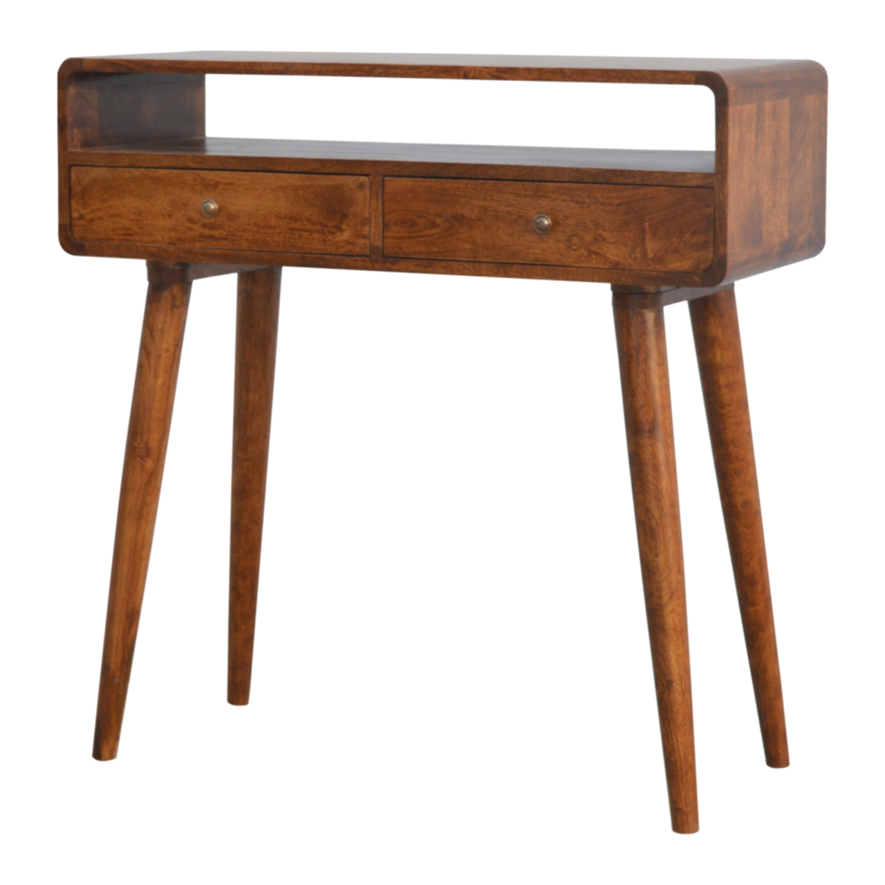 Mesa de console curva em castanho - Image 2
