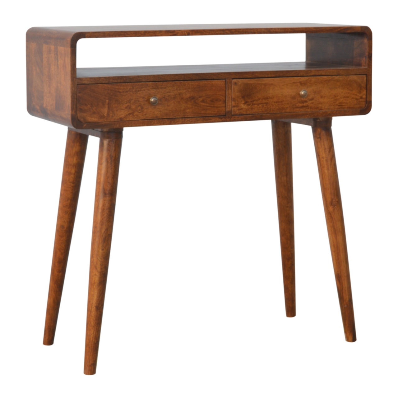 Mesa de console curva em castanho - Image 3