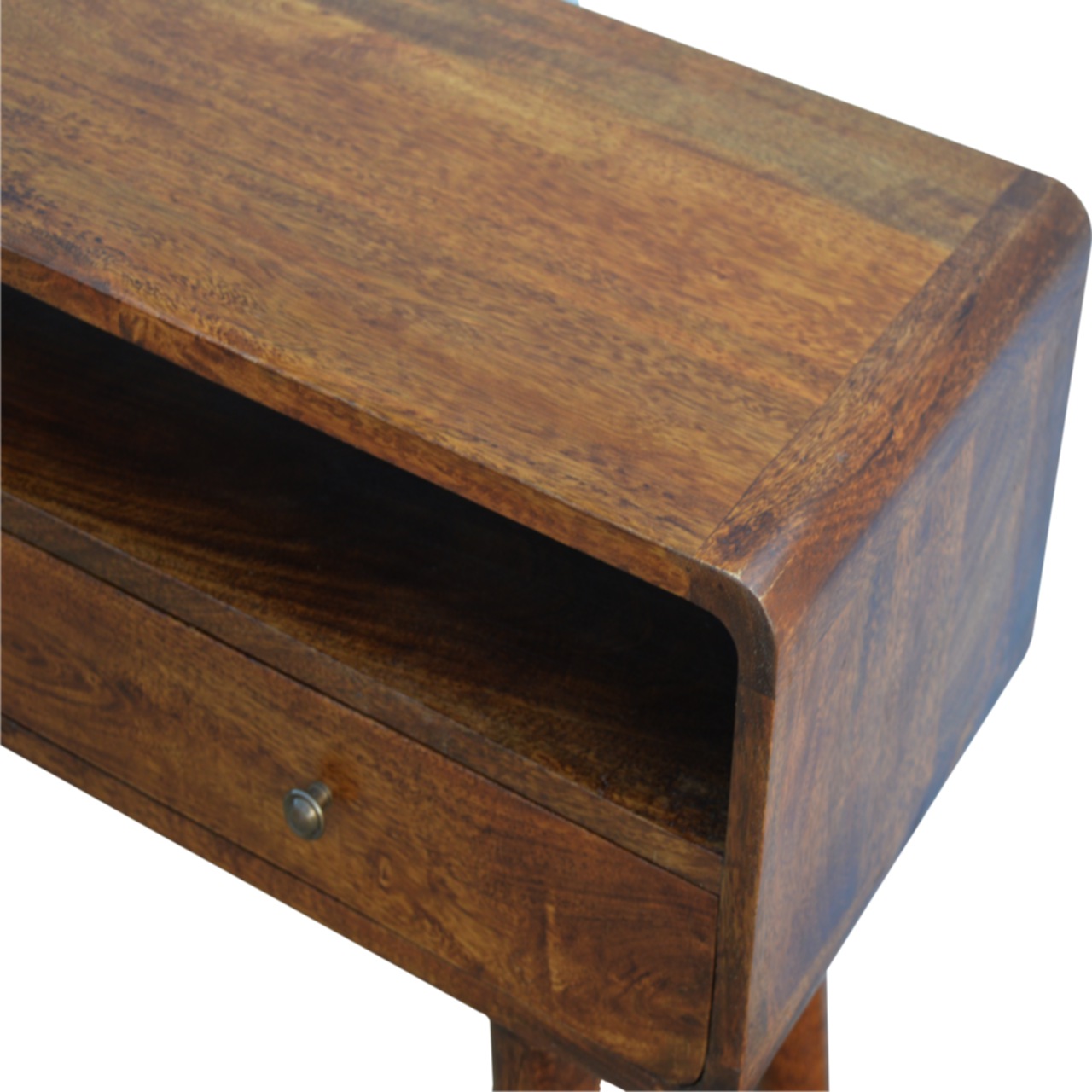 Mesa de console curva em castanho - Image 4