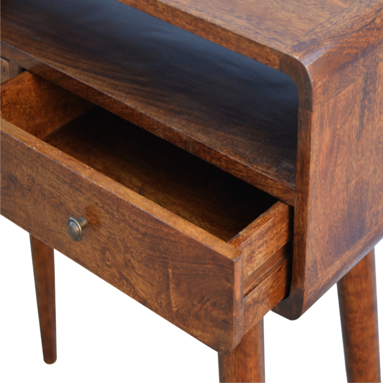 Mesa de console curva em castanho - Image 6