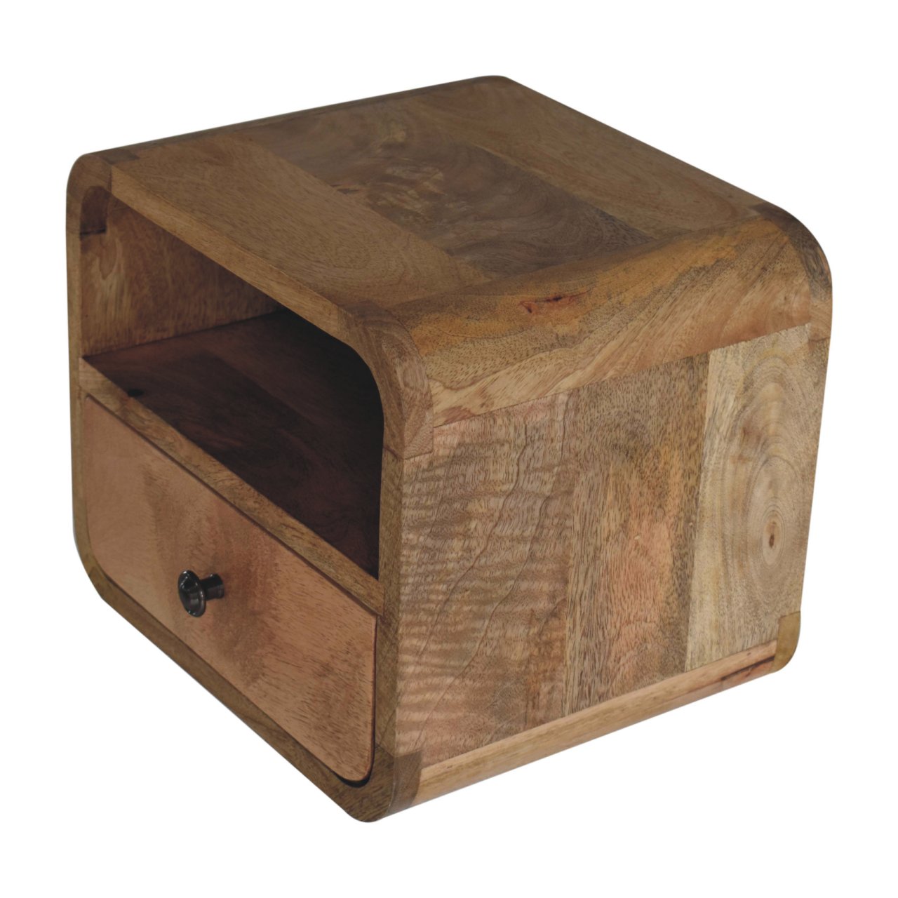 Extra Mini Mesa de Cabeceira Curva de Carvalho com Slot Aberto para Montagem na Parede - Image 7