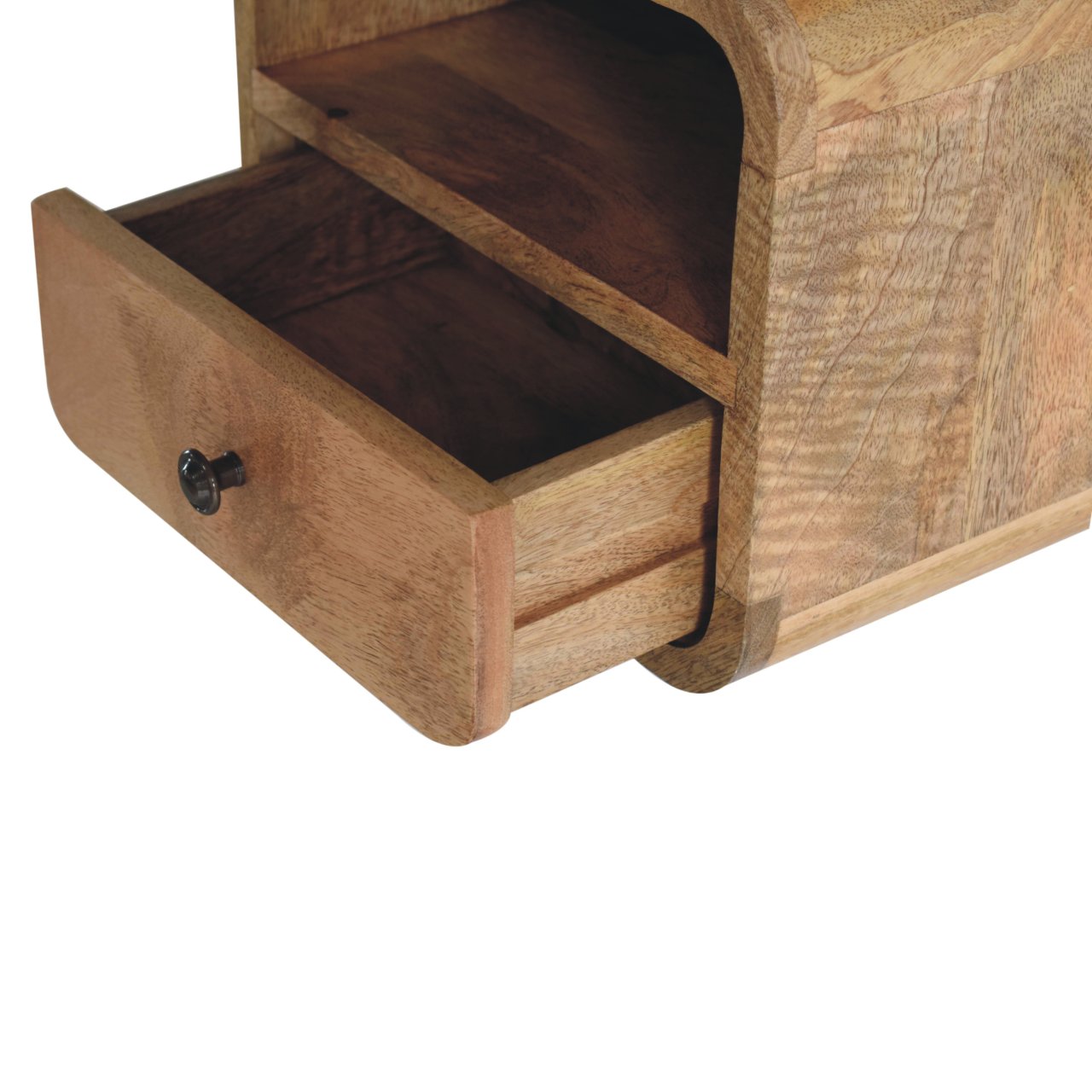 Extra Mini Mesa de Cabeceira Curva de Carvalho com Slot Aberto para Montagem na Parede - Image 6