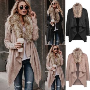 Large Woolen Collar Cardigan