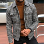 Slim Fit Plaid Men'S Coat