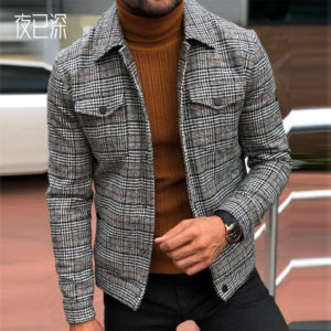 Slim Fit Plaid Men'S Coat